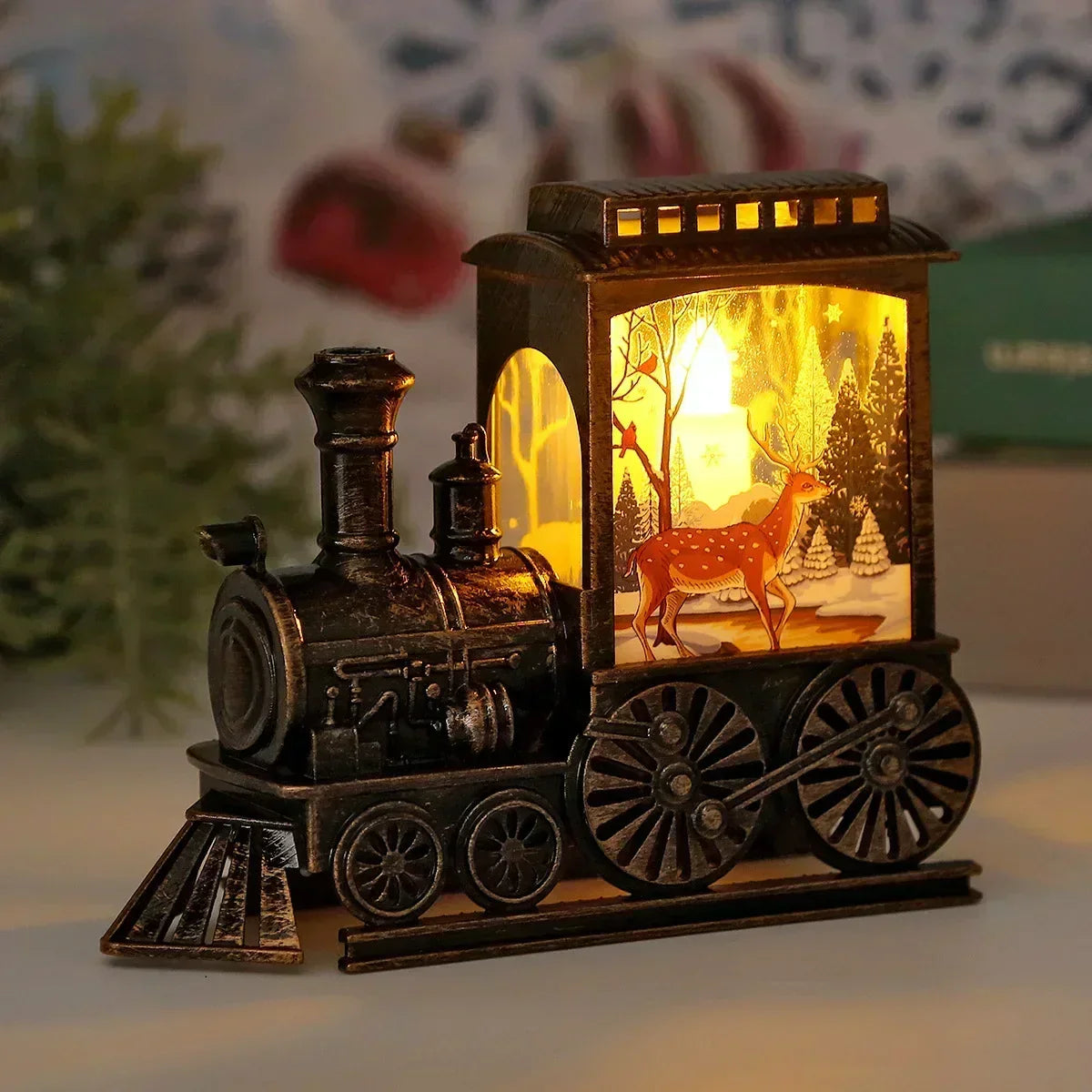 Vintage Train Night Light Decorative LED Holiday Lantern - Product example