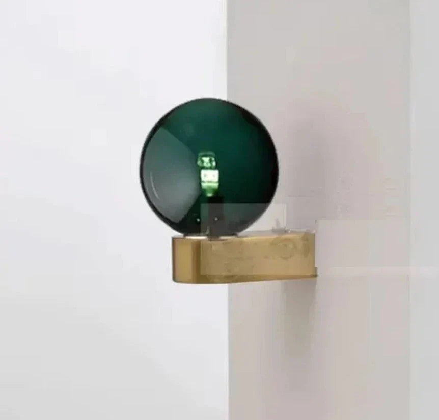 Modern Glass Wall Lamp Dual Sphere Design with Brass Accent - Product detail 6