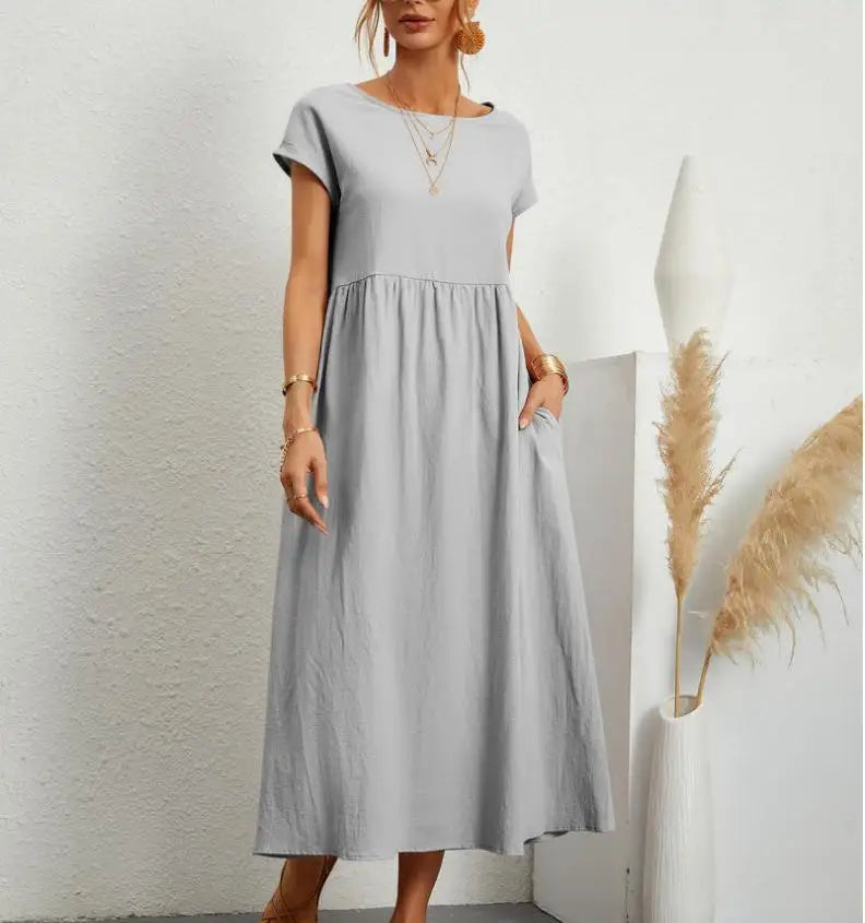 Casual Midi Dress Loose Fit Cotton Blend - Product detail 10