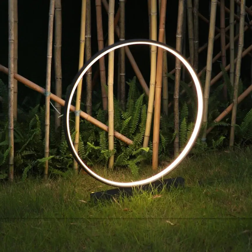 LED Circle Floor Lamp  Modern Aluminum Ring Design - Detailed view
