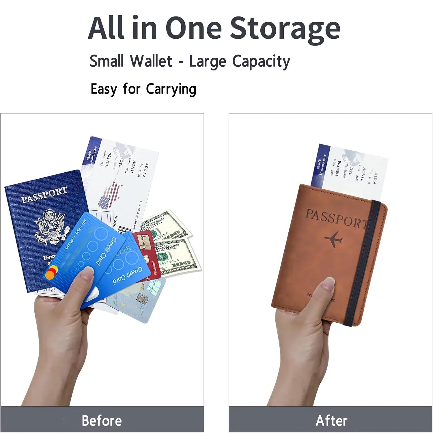 Travel Passport Holder  RFID Leather Card Organizer - Product detail 5