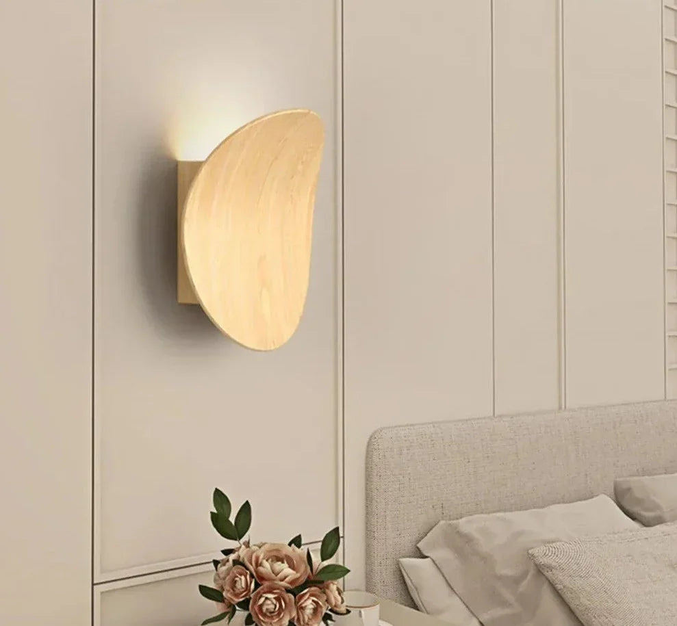 Modern Wooden Wall Light Natural Aluminum Finish - Product example