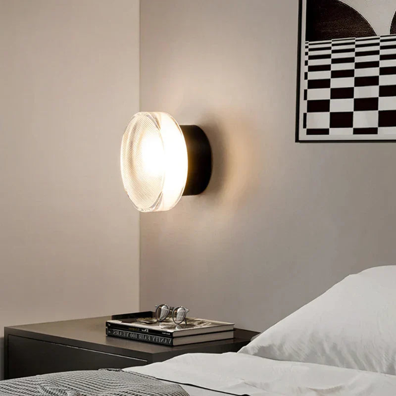 Modern LED Wall Light Round Glass Diffuser With Gold Base - Product example