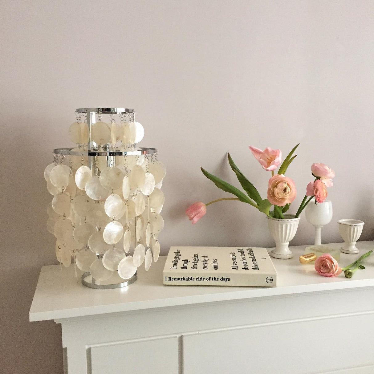 Seashell Table Lamp Mother of Pearl Cascading Design - Product detail 13