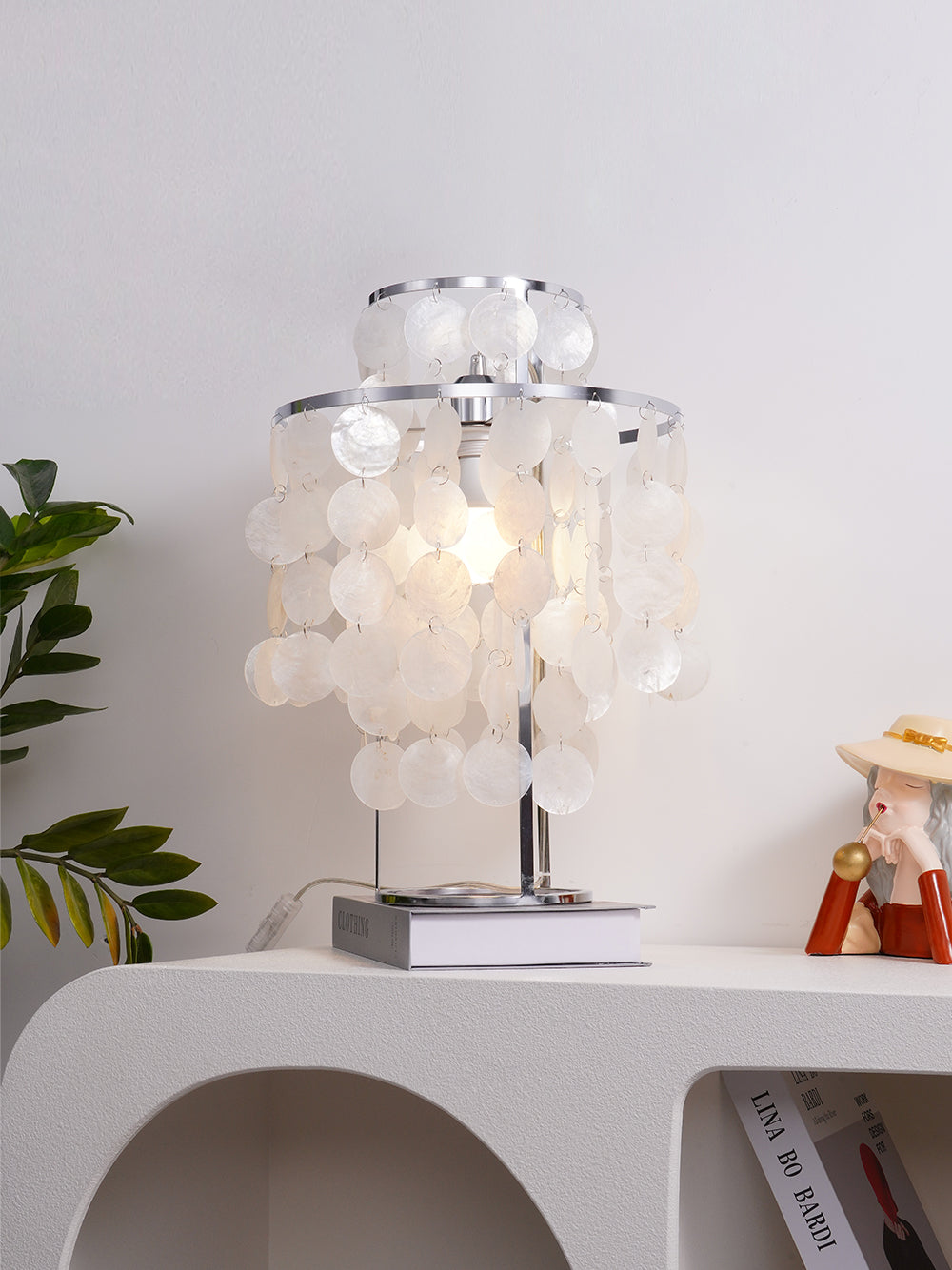 Seashell Table Lamp Mother of Pearl Cascading Design - Product example