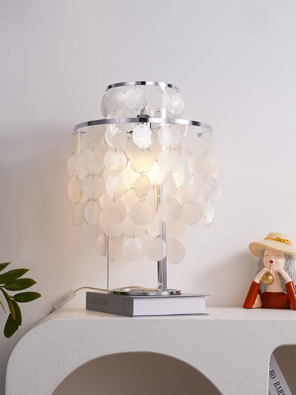 Seashell Table Lamp Mother of Pearl Cascading Design - Product detail 7