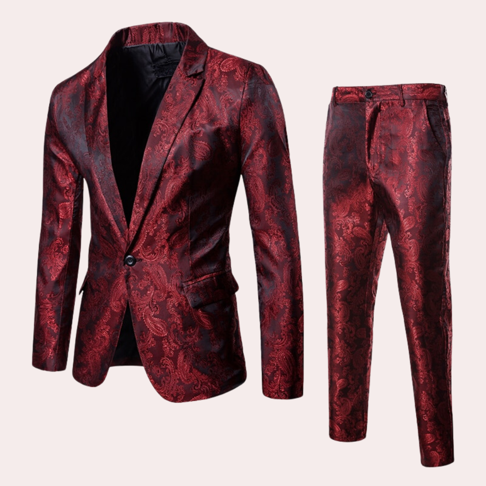 Formal Mens Suit  Jacquard Pattern Two-Piece Set - Product example