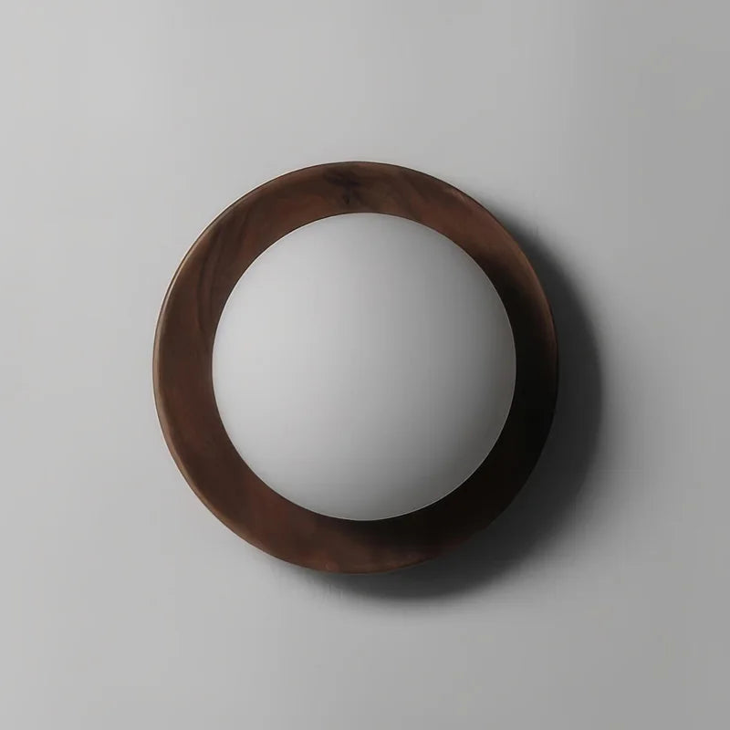 Modern Wall Light Walnut Wood Base with Glass Globe - Product detail 8