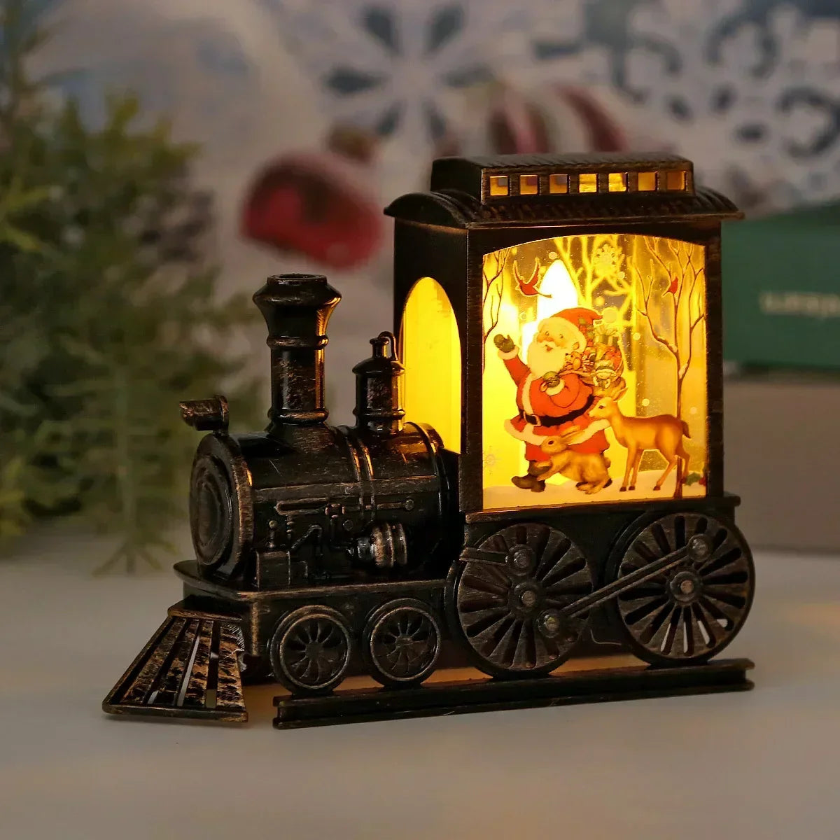 Vintage Train Night Light Decorative LED Holiday Lantern - Product showcase