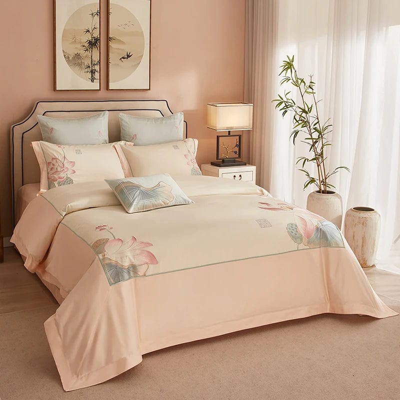 Egyptian Cotton Duvet Set  Lotus Floral Pattern - Detailed view