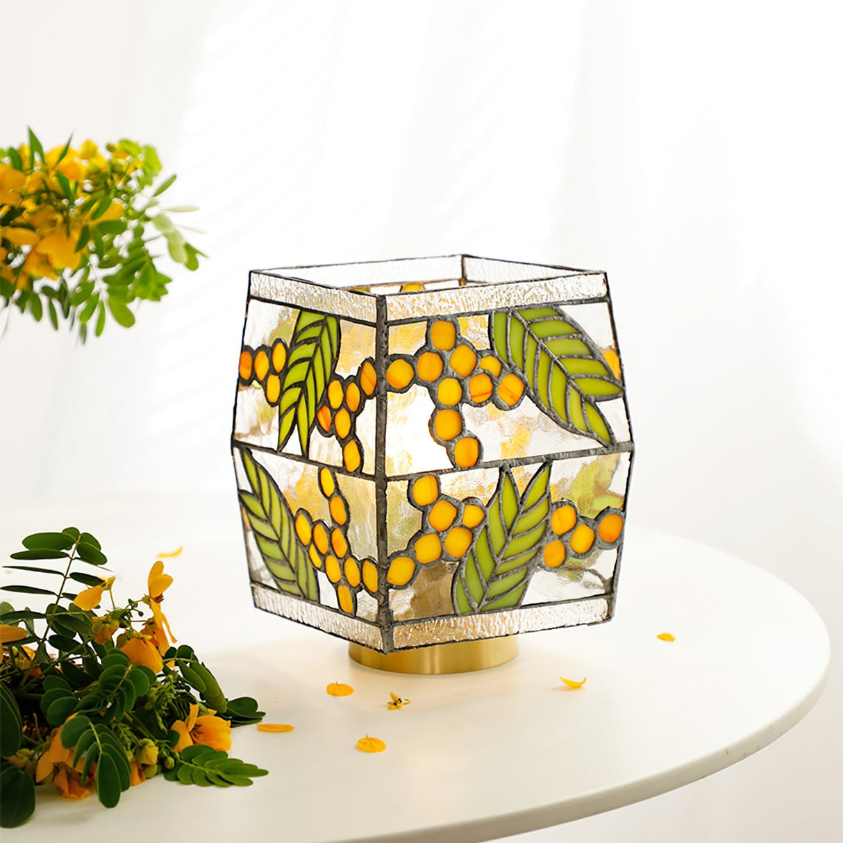 Botanical Table Lamp Stained Glass Seed Pattern - Product detail 4