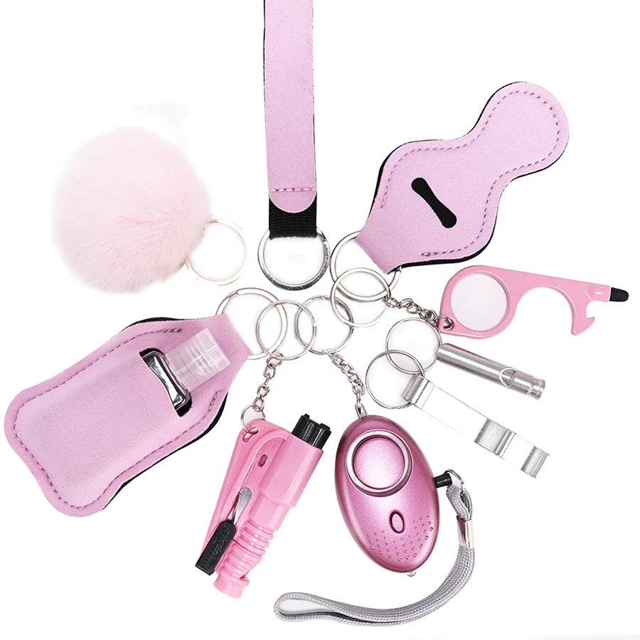 Personal Safety Keychain Set Multi-Tool Protection Kit With Alarm - Product showcase