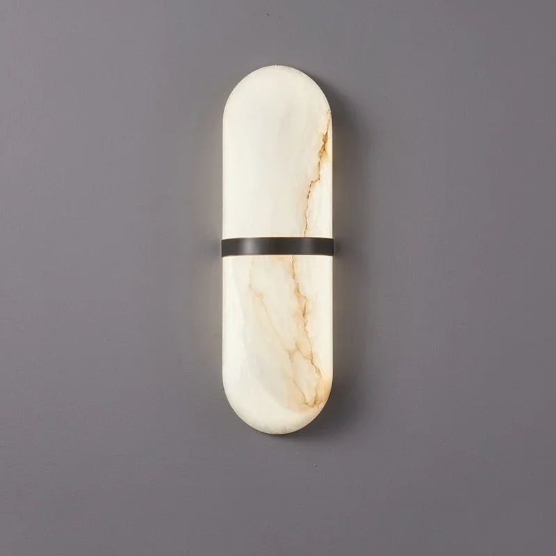 Marble Wall Lamp Oval Capsule Design With Gold Accent - Product detail 4