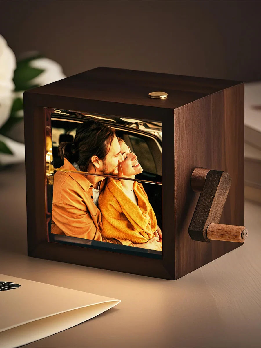 Wooden Photo Flipbook Frame Hand-Cranked Memory Display Box - Product detail 8