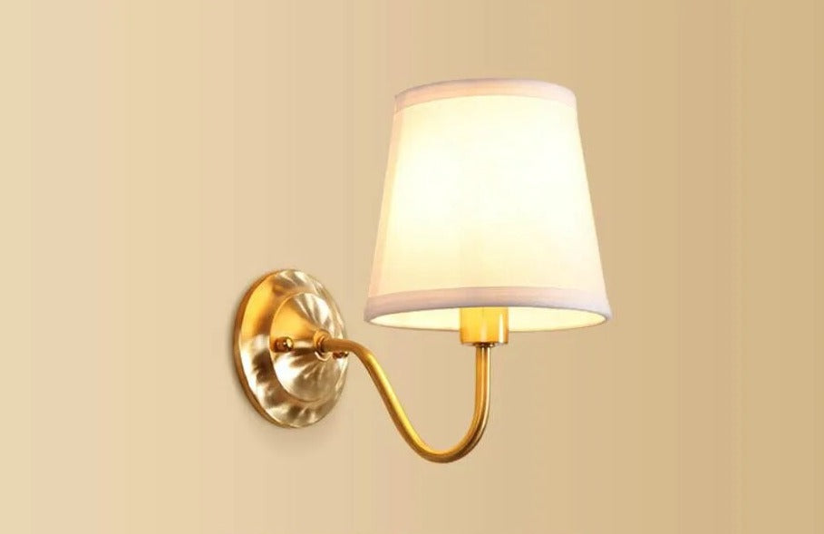Classic Wall Sconce Curved Brass Arm With Fabric Shade - Product detail 15