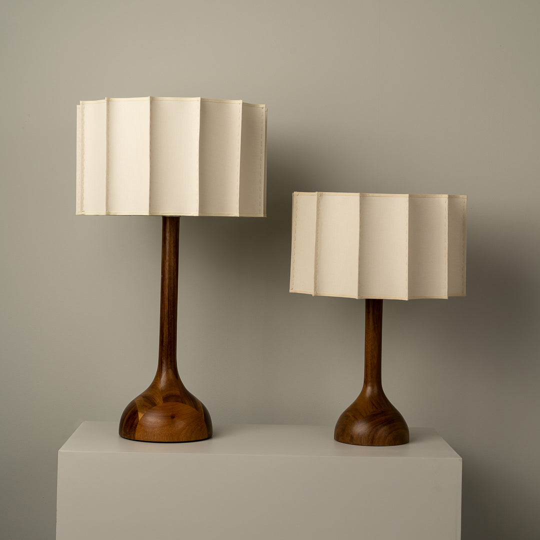 Modern Table Lamp Walnut Wood Base with Pleated Shade - Product detail 9