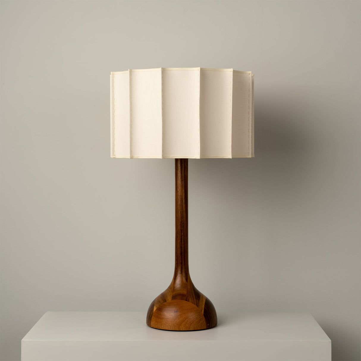 Modern Table Lamp Walnut Wood Base with Pleated Shade - Product detail 4