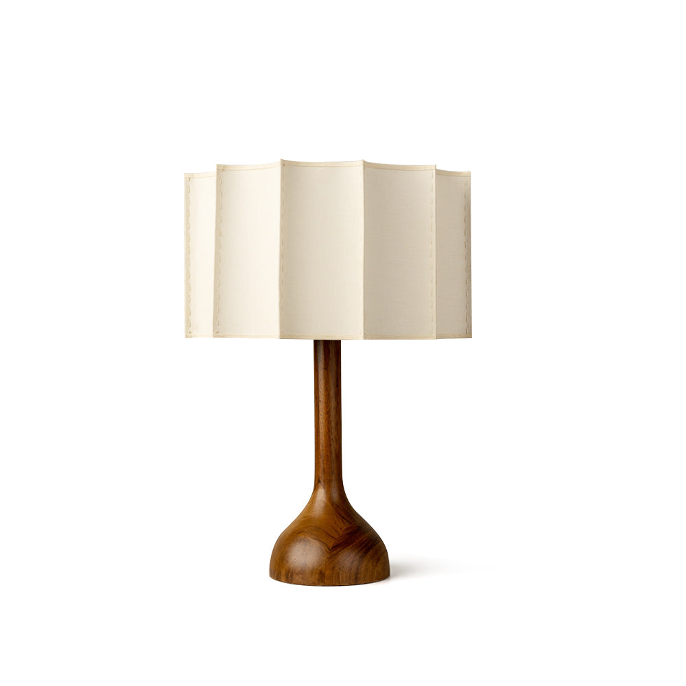 Modern Table Lamp Walnut Wood Base with Pleated Shade - Product detail 15
