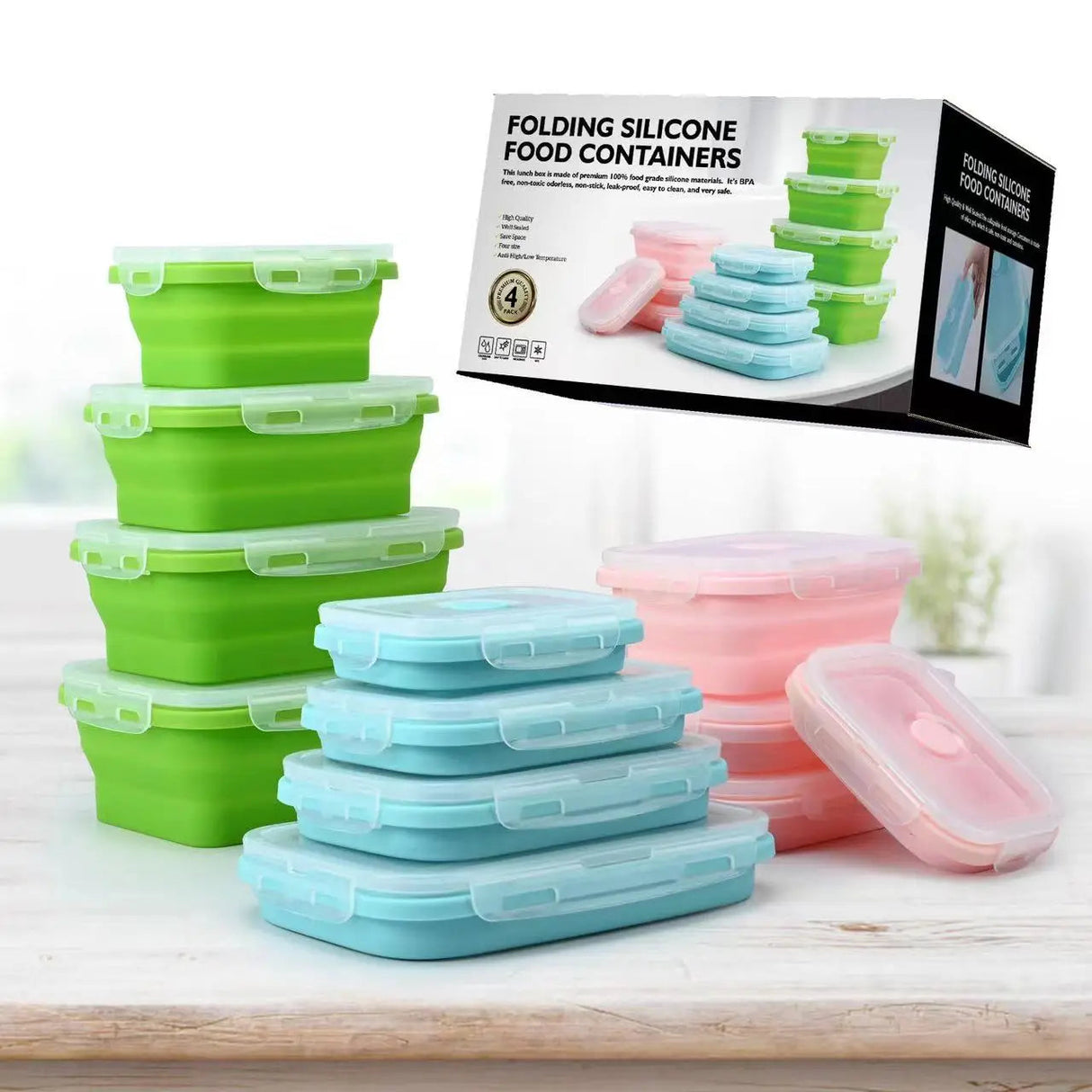 Collapsible Silicone Food Containers Leak-Proof Storage Set - Product detail 8