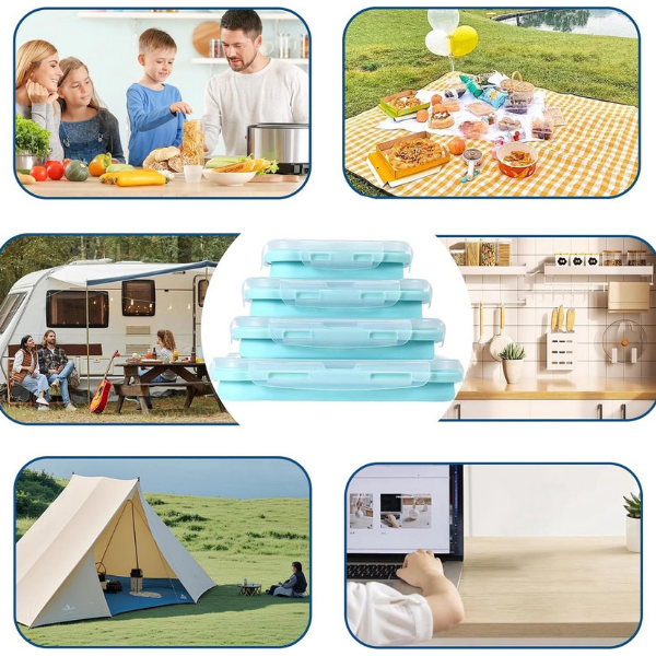 Collapsible Silicone Food Containers Leak-Proof Storage Set - Product detail 9
