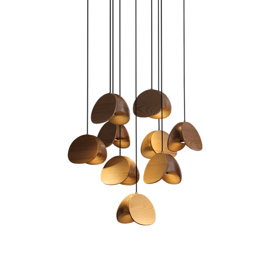 Modern Wooden Pendant Light  Multi-Head Cluster Design - Product showcase