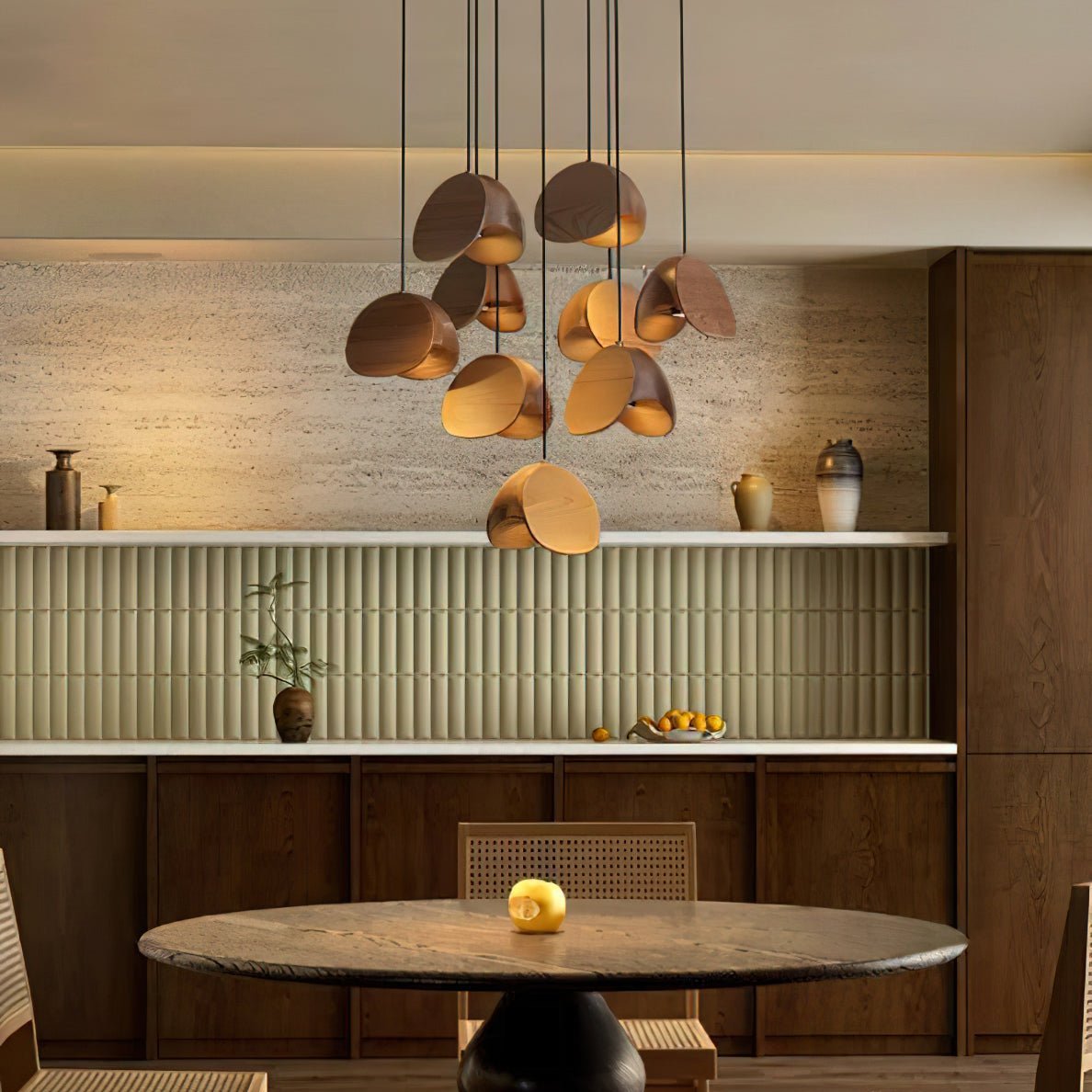 Modern Wooden Pendant Light  Multi-Head Cluster Design - Product example