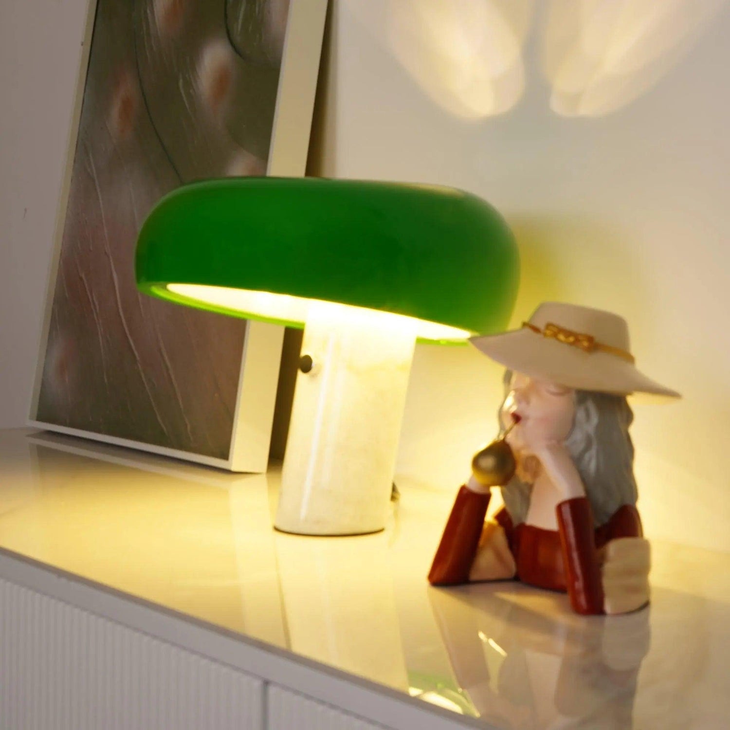 Modern Marble Table Lamp  White Carrara Base Design - Product detail 6