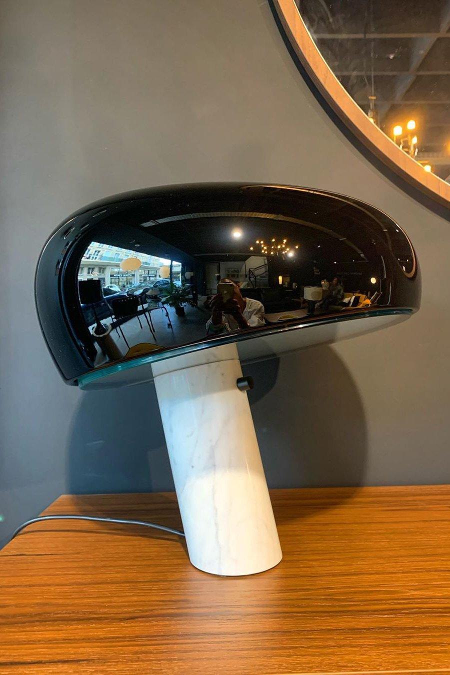 Modern Marble Table Lamp Carrara Base Black Dome Shade - Product detail 26