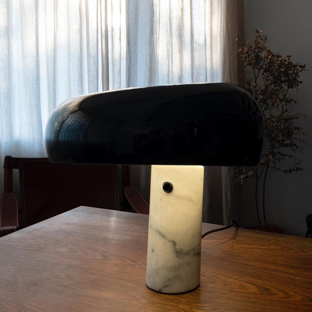 Modern Marble Table Lamp Carrara Base Black Dome Shade - Product detail 43
