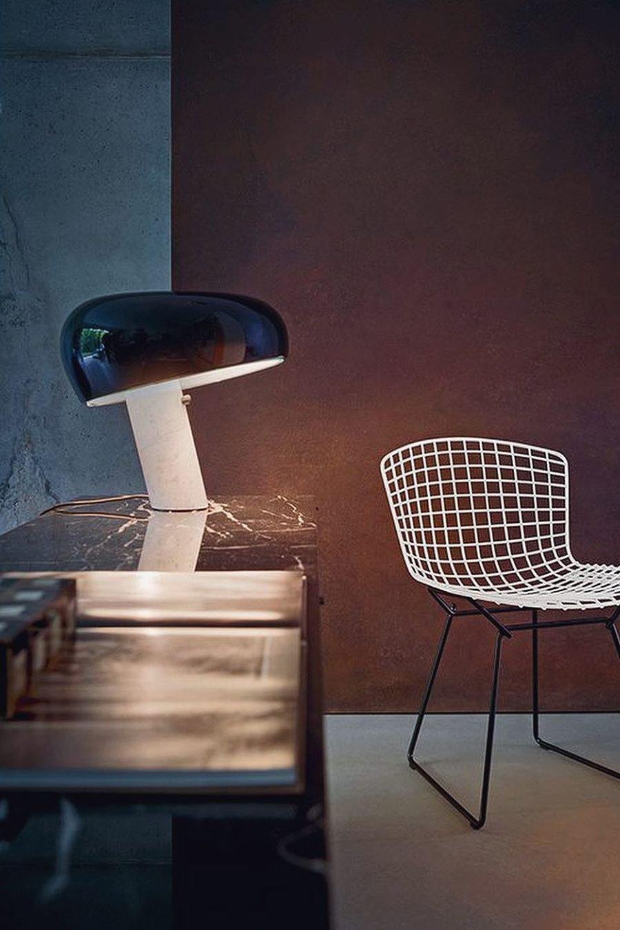 Modern Marble Table Lamp Carrara Base Black Dome Shade - Product detail 45
