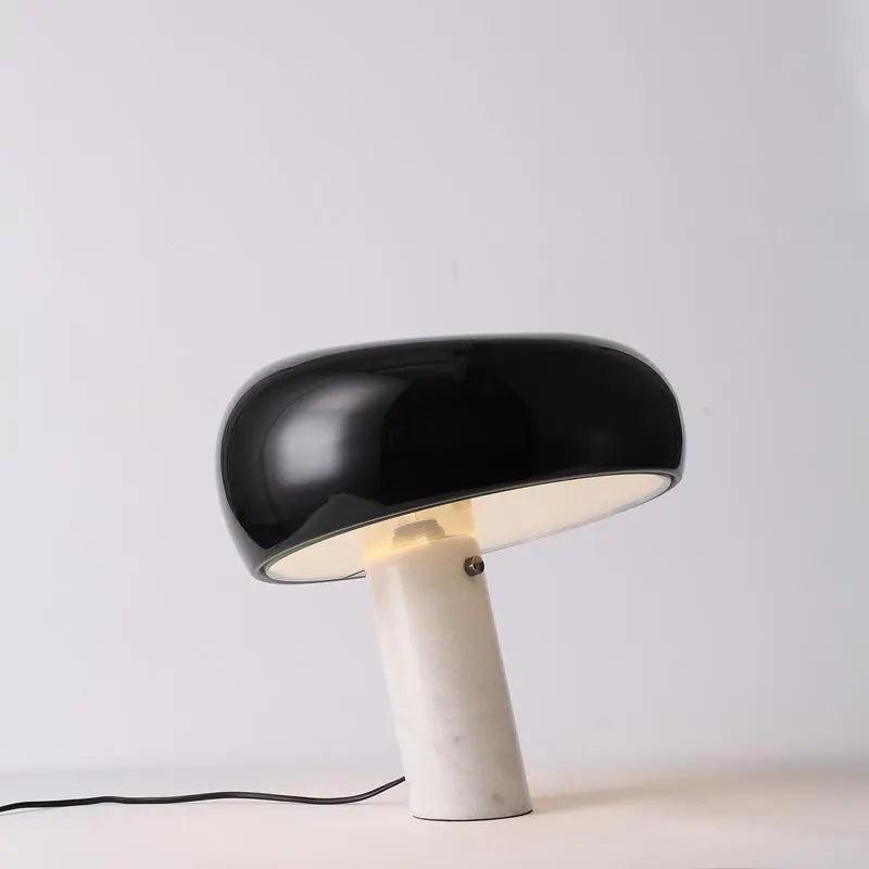 Modern Marble Table Lamp  White Carrara Base Design - Detailed view