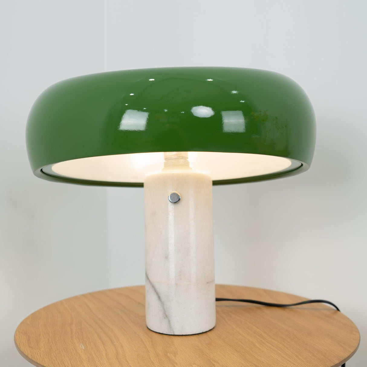Modern Marble Table Lamp Carrara Base Black Dome Shade - Product detail 90