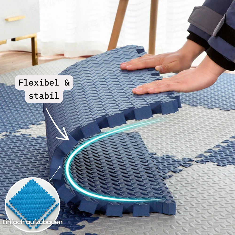 Modern Foam Play Mat Blue Gray Checkerboard Pattern - Product example