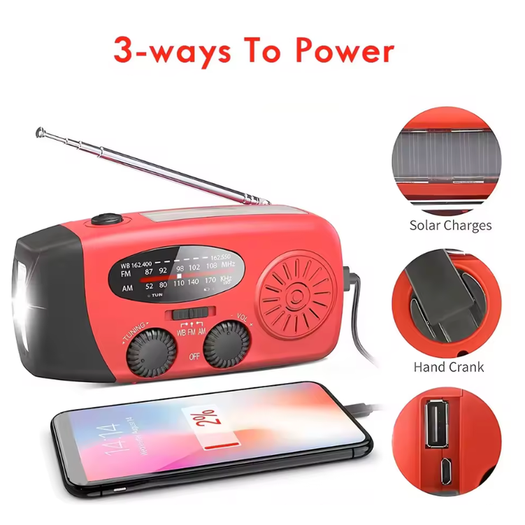 Emergency Solar Radio Hand Crank Power Bank with LED Flashlight - Product detail 6