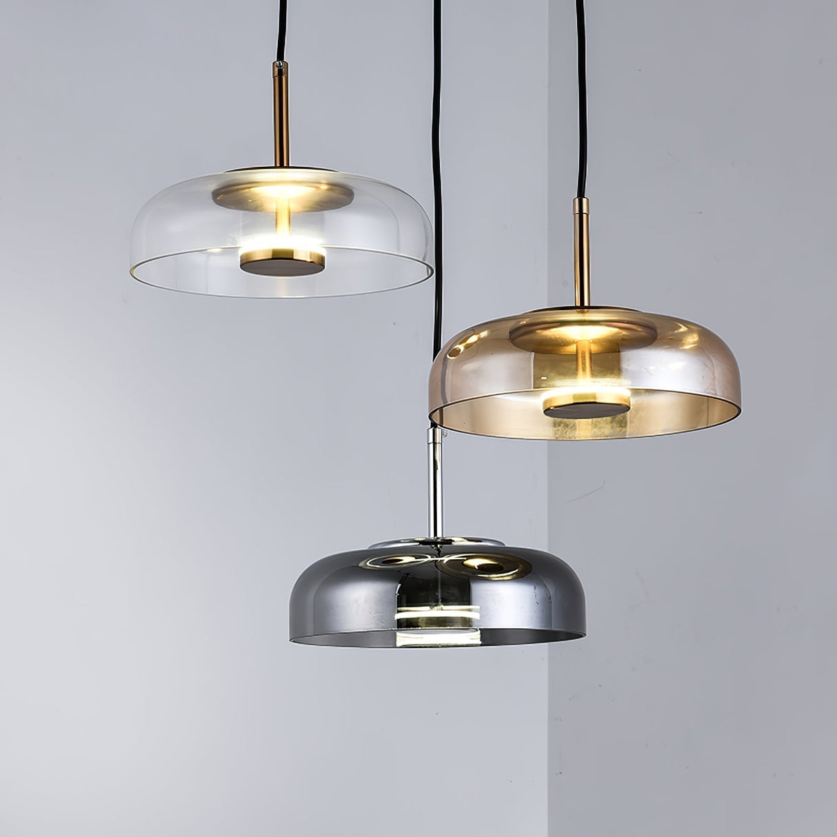 Modern Glass Pendant Light Brass and Frosted Dome Design - Product detail 5