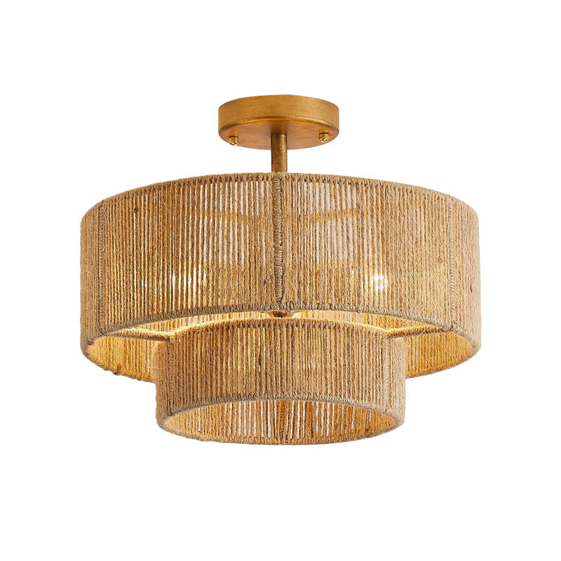 Natural Hemp Ceiling Light Double Layer Rope Design - Product detail 13
