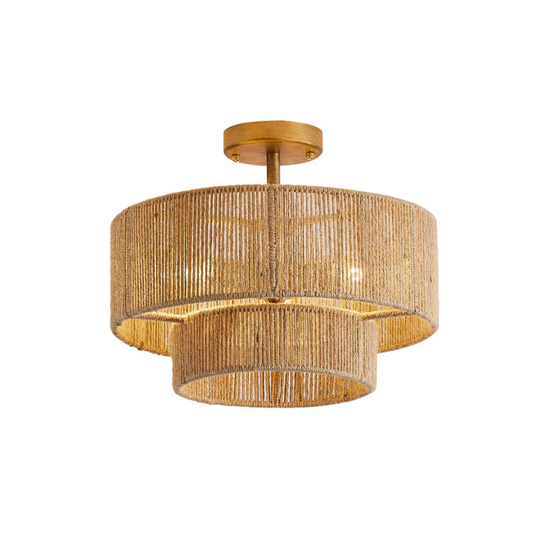 Natural Hemp Ceiling Light Double Layer Rope Design - Product detail 12