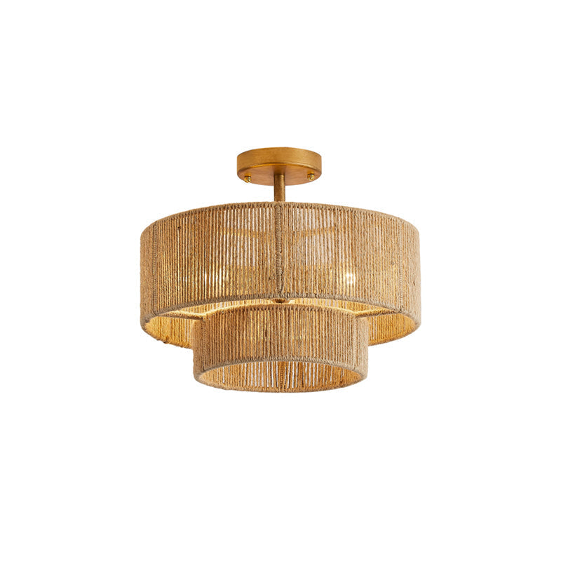 Natural Hemp Ceiling Light Double Layer Rope Design - Product detail 11