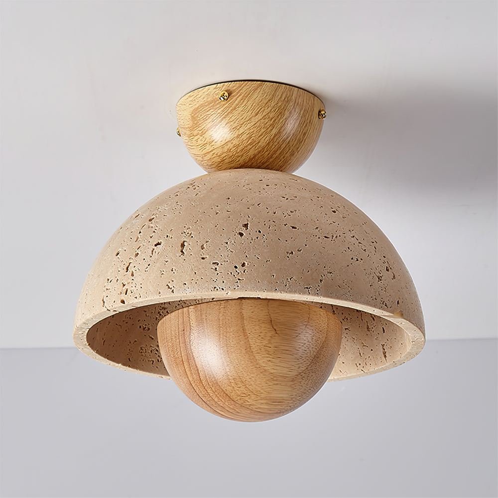 Modern Ceiling Light Travertine Wood Dome Design - Product detail 12