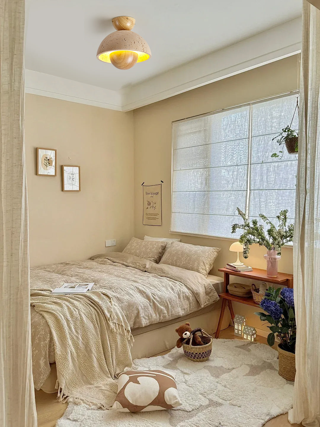 Modern Ceiling Light Travertine Wood Dome Design - Product detail 7