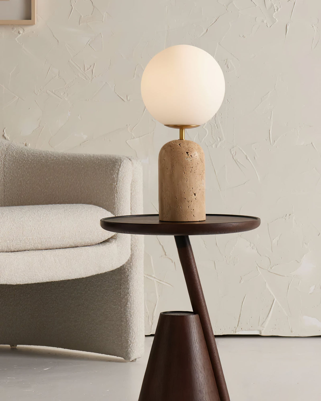 Modern Table Lamp Travertine Base With Glass Globe - Product detail 6