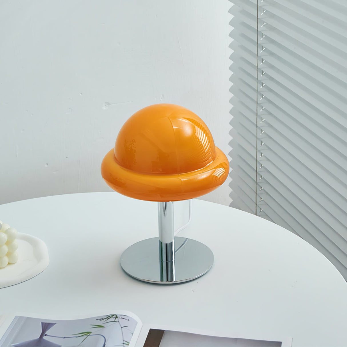 Space Age Table Lamp Orange Glass Mushroom Design - Product detail 16