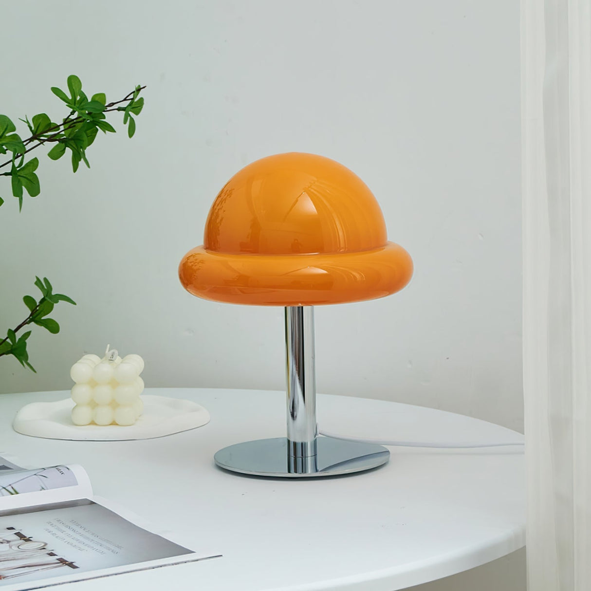 Space Age Table Lamp Orange Glass Mushroom Design - Product example