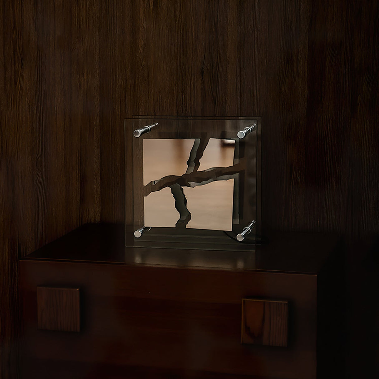 Modern Glass Table Lamp Square Geometric Design - Detailed view