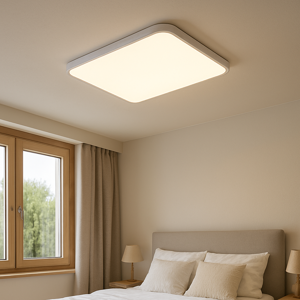 Modern LED Ceiling Light Square White Panel with Remote Control - Product showcase