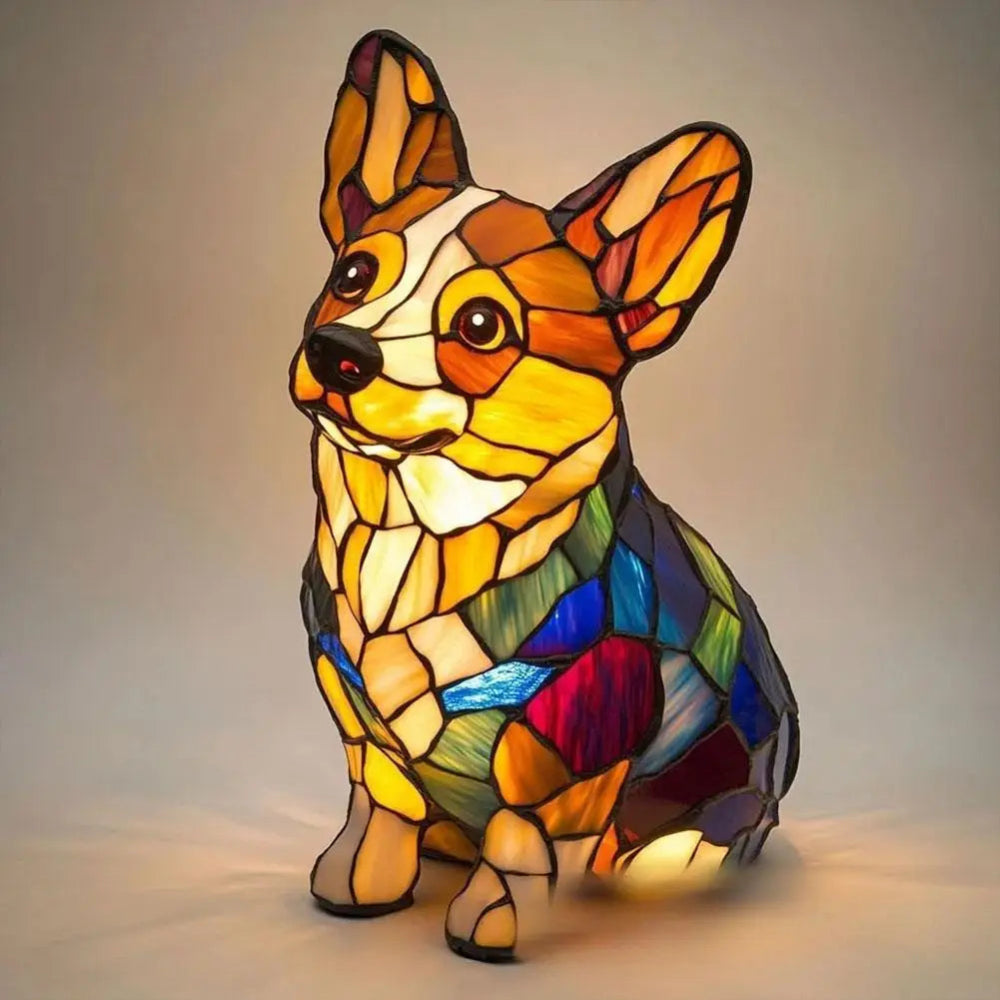 Stained Glass Dog Lamp Color Changing LED Night Light - Product detail 6