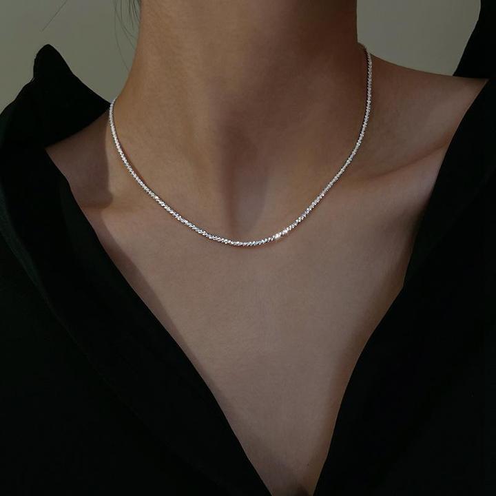 Layered Silver Necklace Delicate Sterling Dual Chain Design - Detailed view
