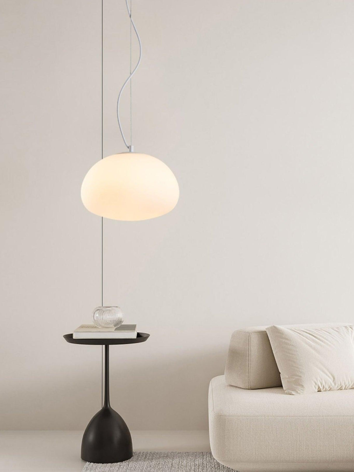 Minimalist Glass Pendant Light Dome Shaped White Shade - Product detail 15