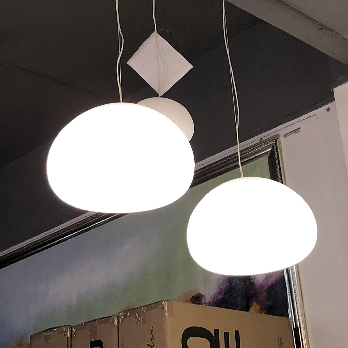 Minimalist Glass Pendant Light Dome Shaped White Shade - Product detail 5