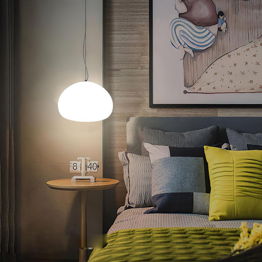 Minimalist Glass Pendant Light Dome Shaped White Shade - Product example